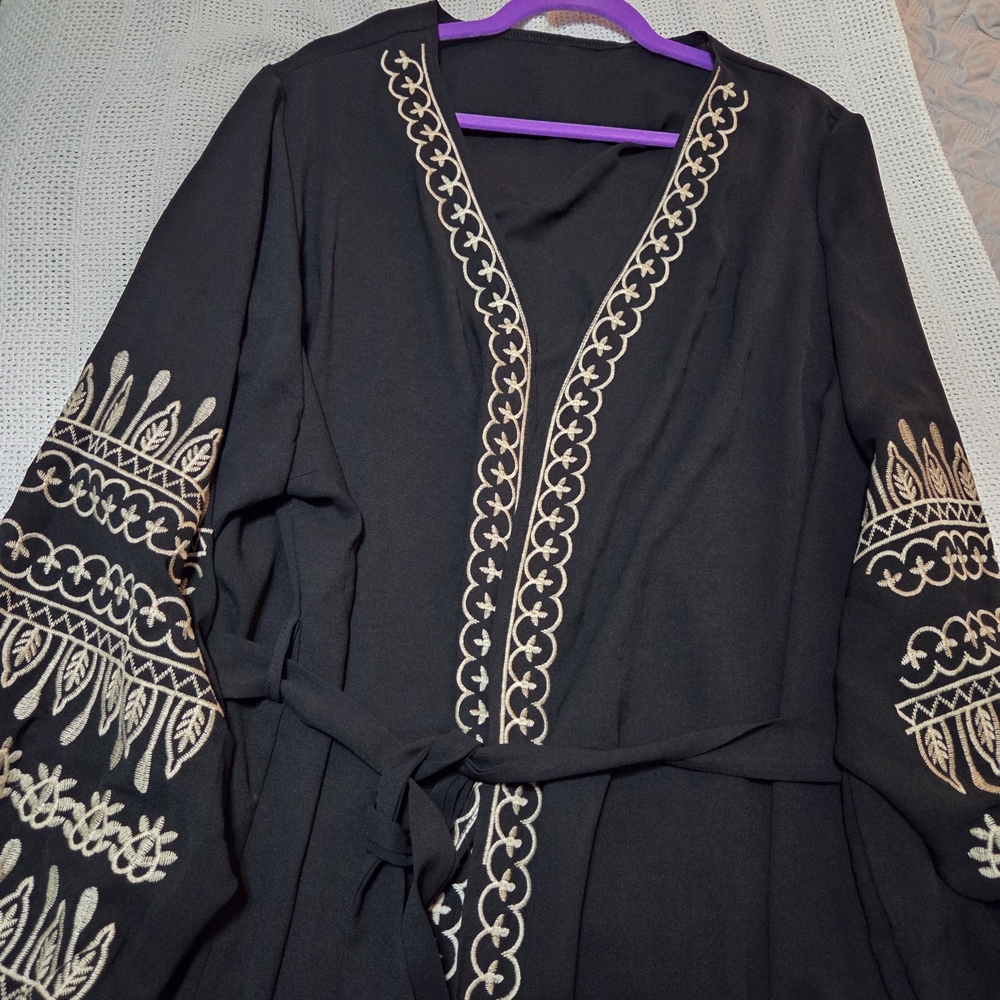 Black Kimono with Gold Embroidery